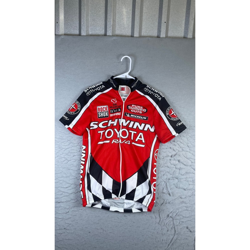De Marchi Cycling Jersey Mens Small Red Excellent Schwinn Toyota RAV4 Racing Zip